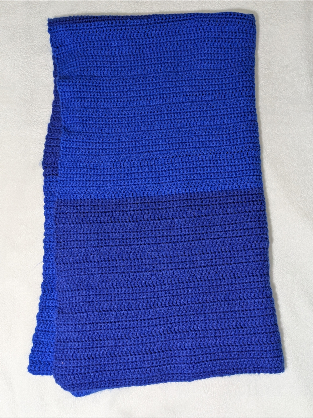 Handmade Crochet Throw Blanket — Royal Blue Cozy Knit